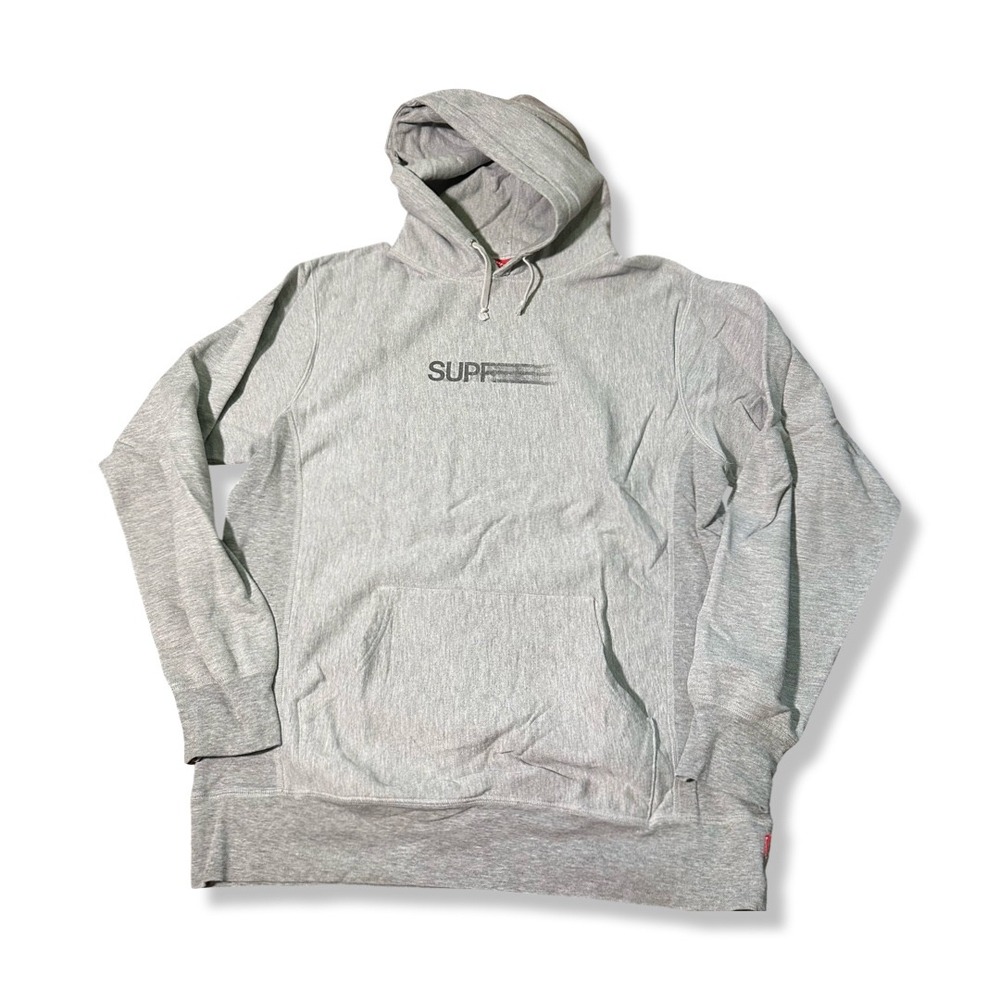 Supreme Motion Logo Hoodie Mens XL Grey Excellent Heavyweight Fleece Sweatshirt